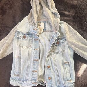 RSQ Denim Jacket with Gray Sleeves and Hood